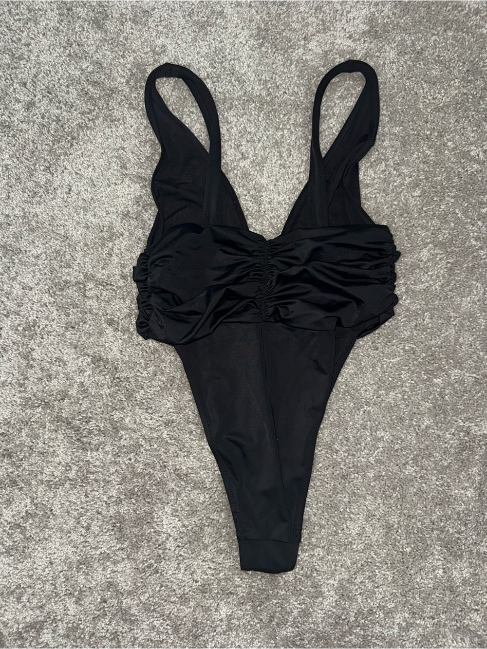 aerie Black Ruched One-Piece Swimsuit, cheekiest
